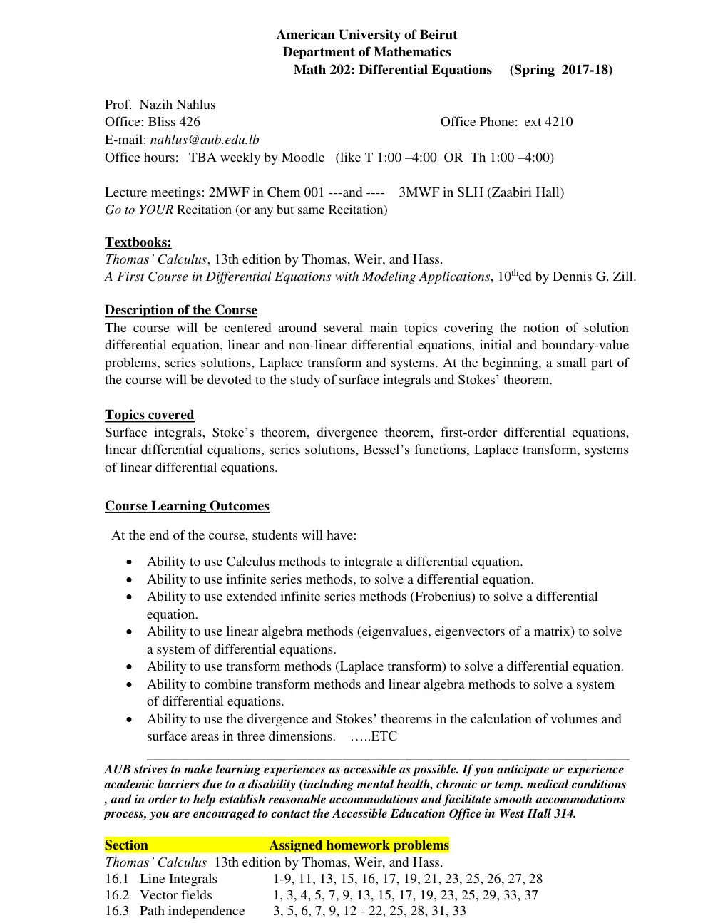 MATH 202 Syllabus, Spring 2018, page 1