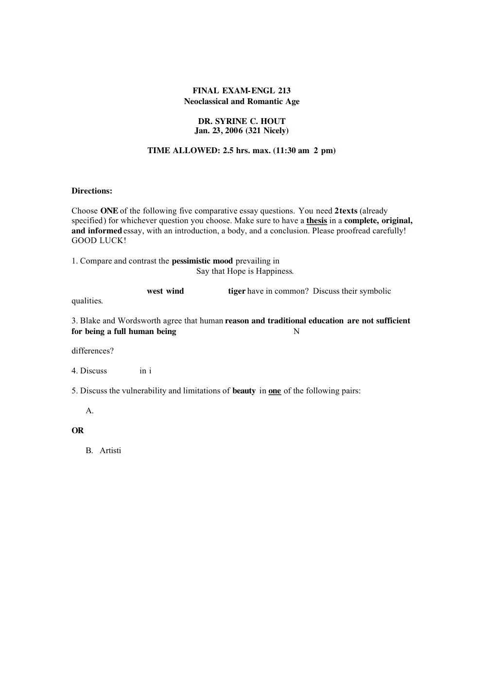 ENG 213 Final, Fall 2005, page 1