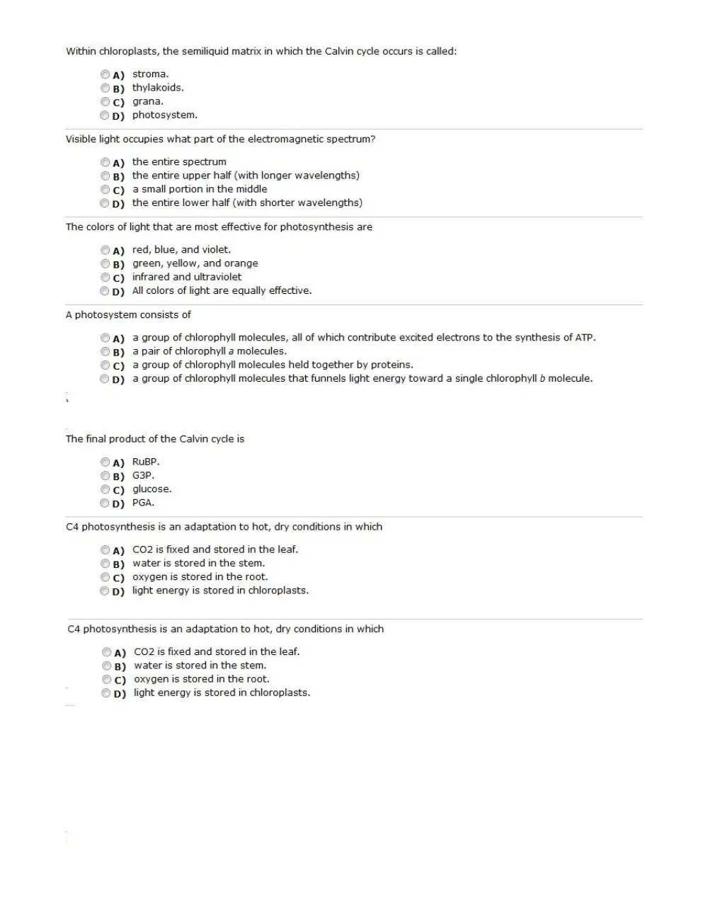 BIO 201 Exam 2 Sample, Spring 2011, page 1