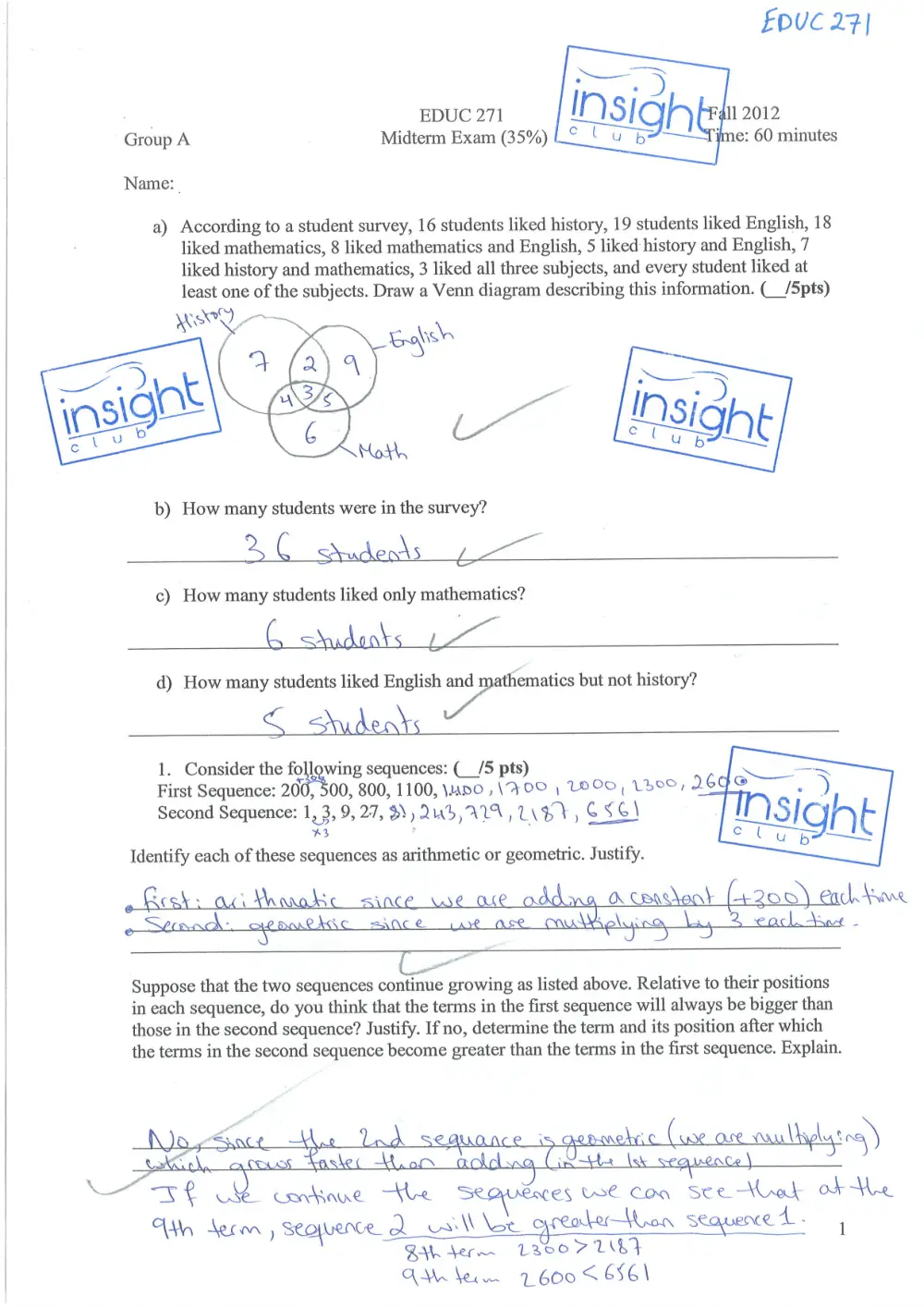 EDUC 271 Midterm, Fall 2012, page 1