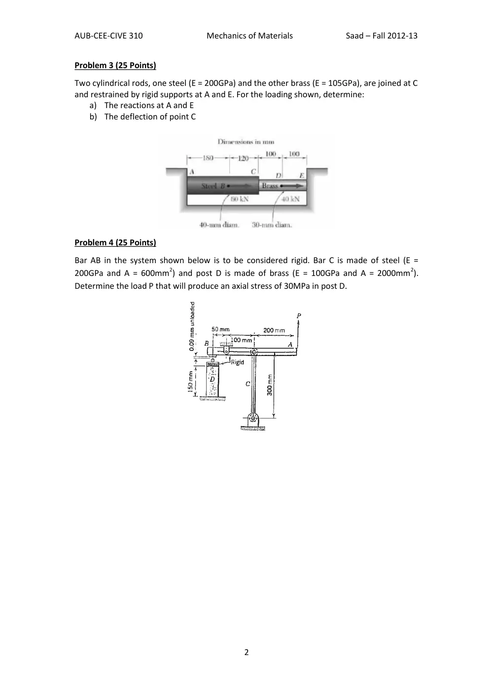CIVE 310 Exam 1, Fall 2012, page 2