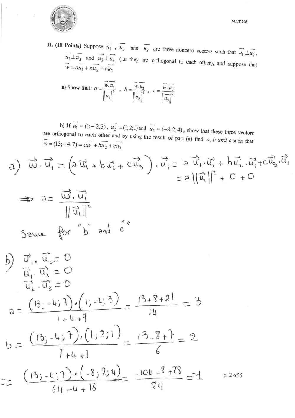 MAT 205 Midterm, Spring 2012, page 2