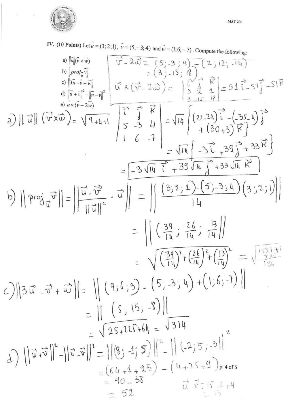 MAT 205 Midterm, Spring 2012, page 4