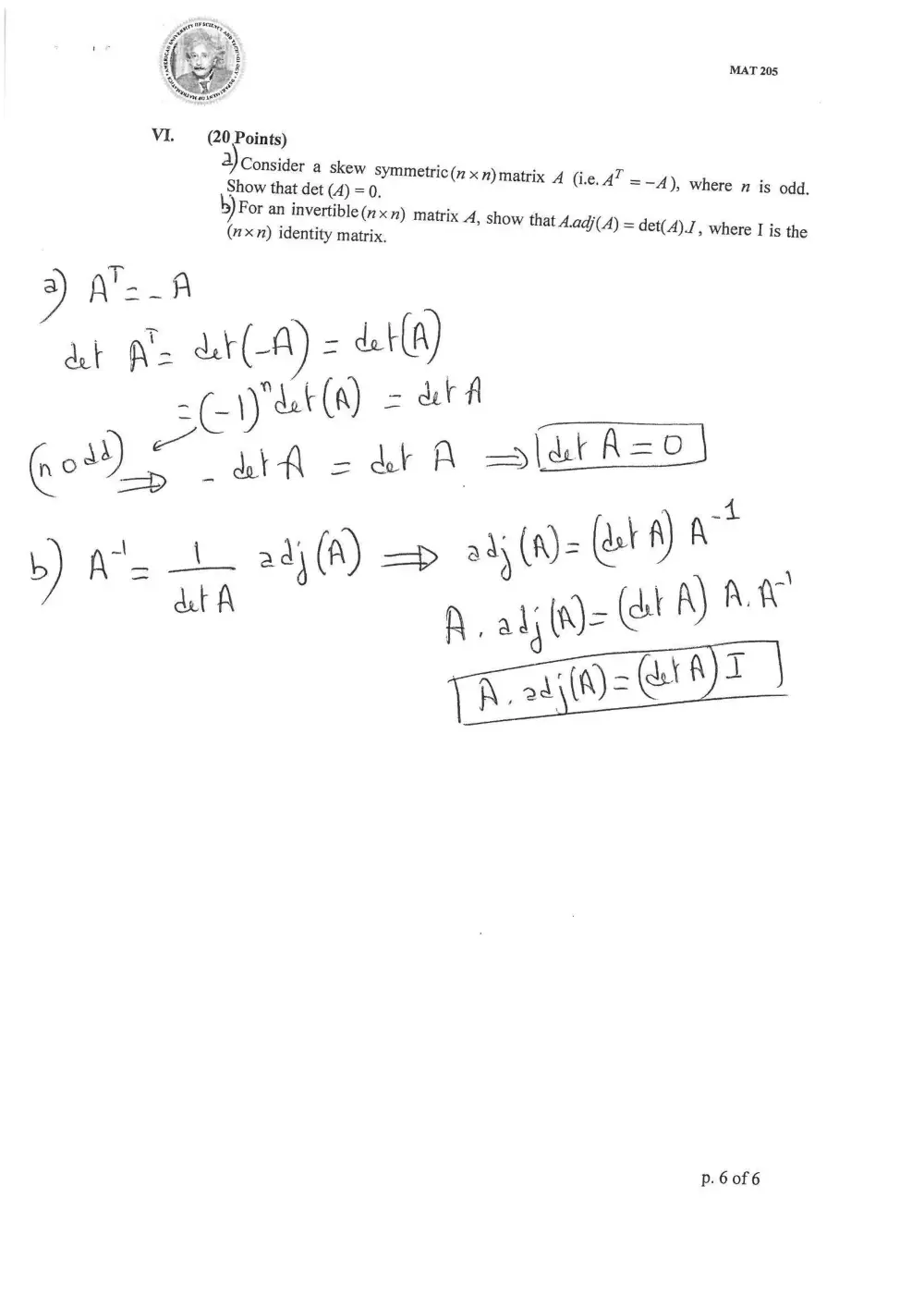 MAT 205 Midterm, Spring 2012, page 6