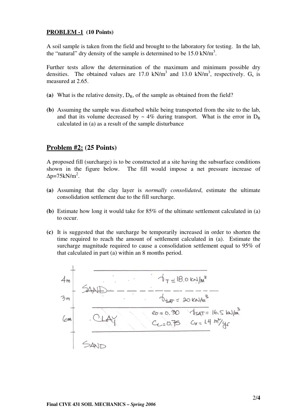 CIVE 431 Final, Fall 2006, page 2