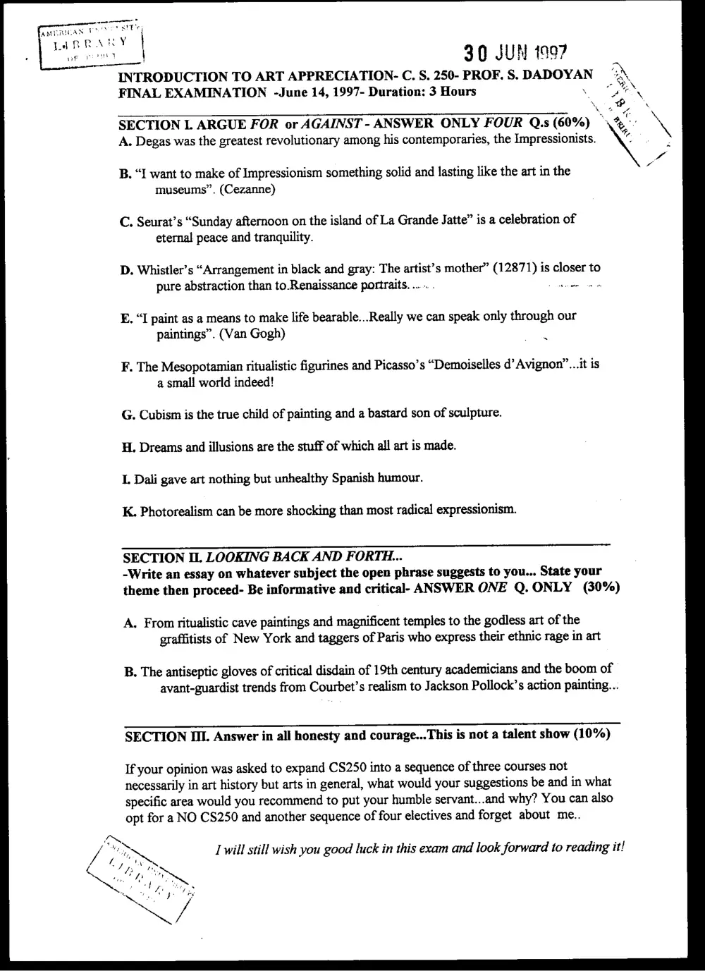 CVSP 250 Final, Spring 1997, page 1