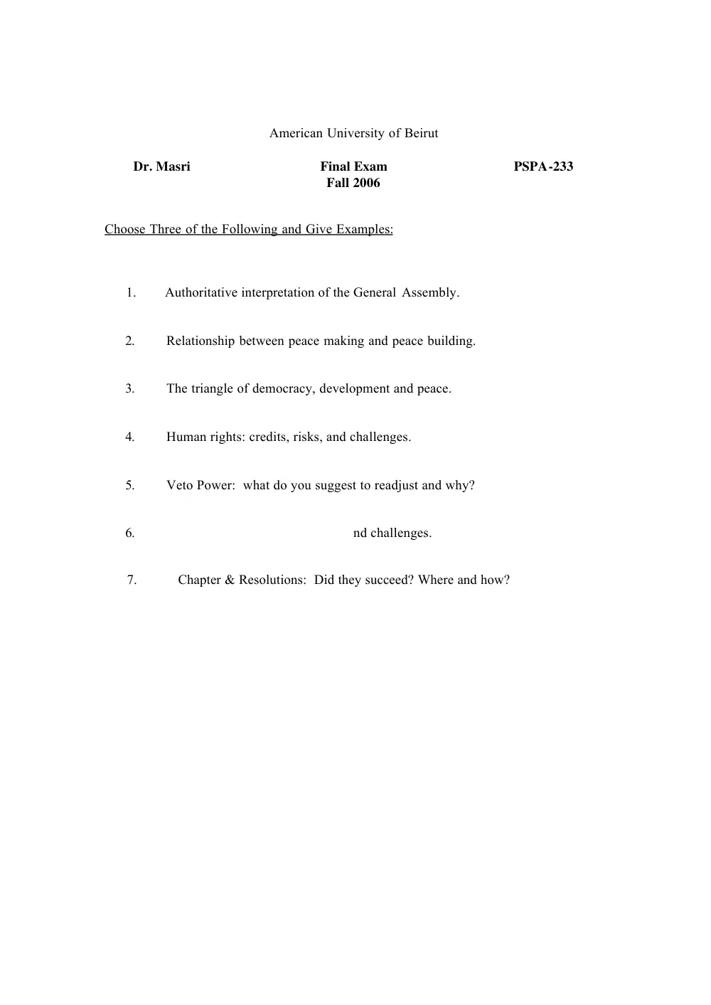 PSPA 233 Final, Fall 2005, page 1