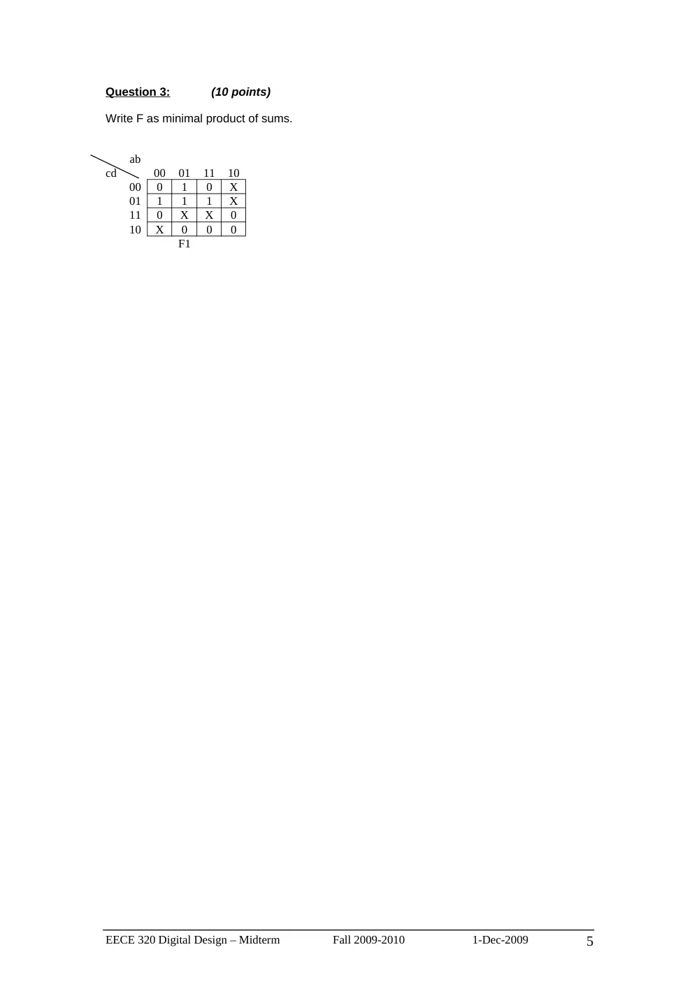 EECE 320 Midterm, Fall 2009, page 5