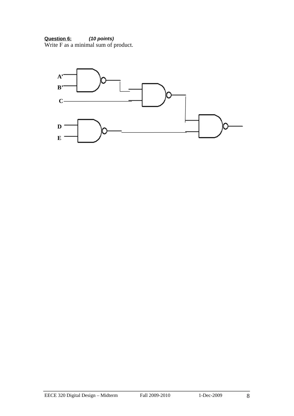 EECE 320 Midterm, Fall 2009, page 8