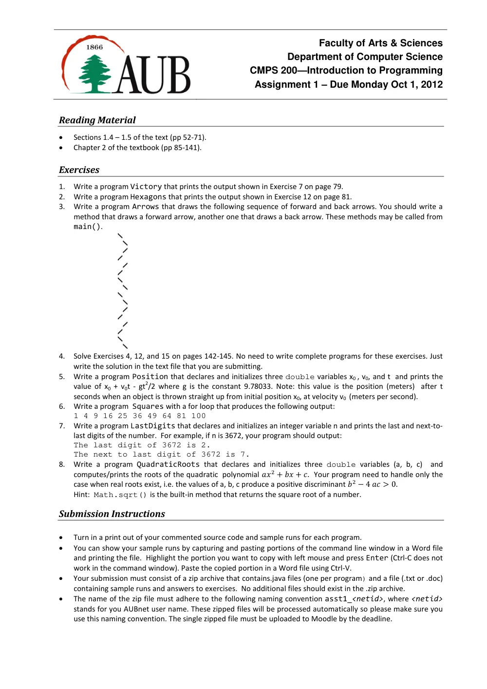 CMPS 200 Homework Assignment 1, Fall 2012, page 1