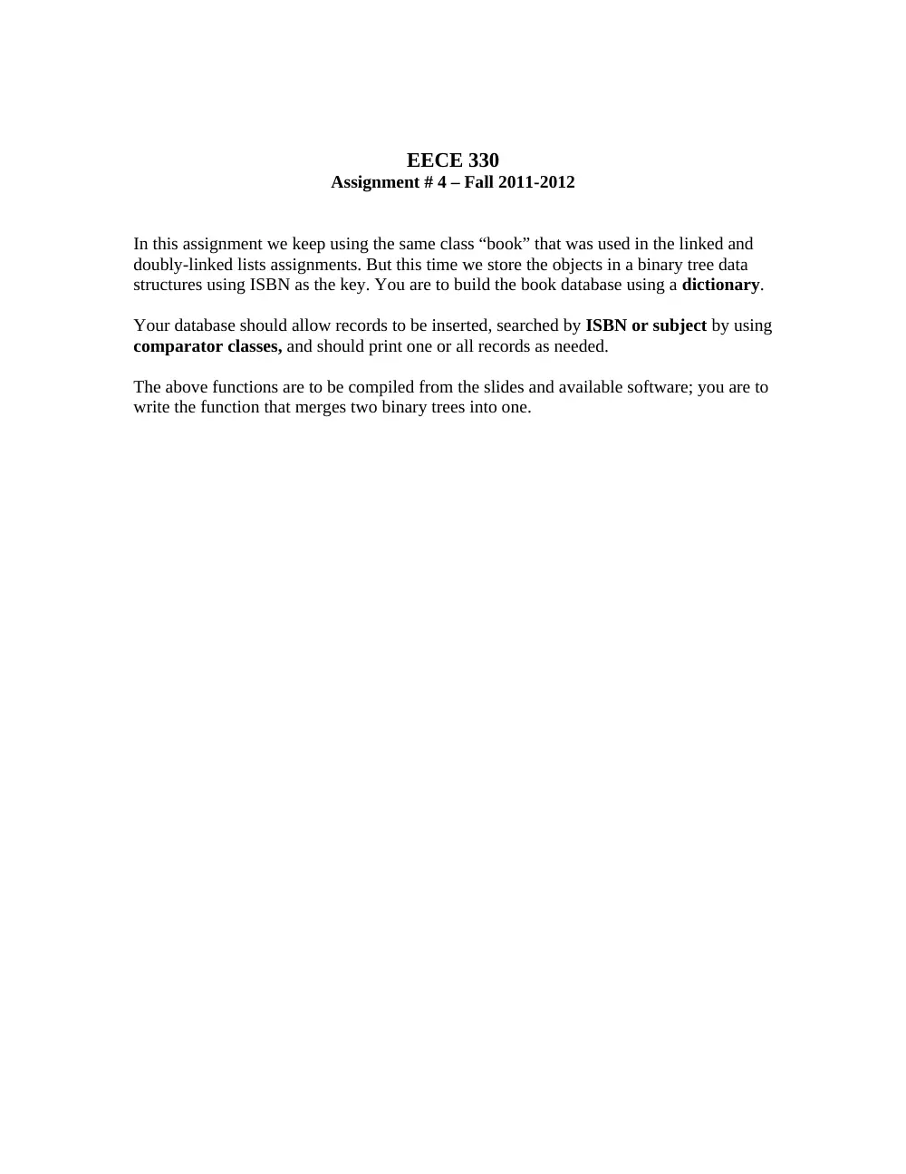 EECE 330 Homework 4 Assignment, Fall 2011, page 1