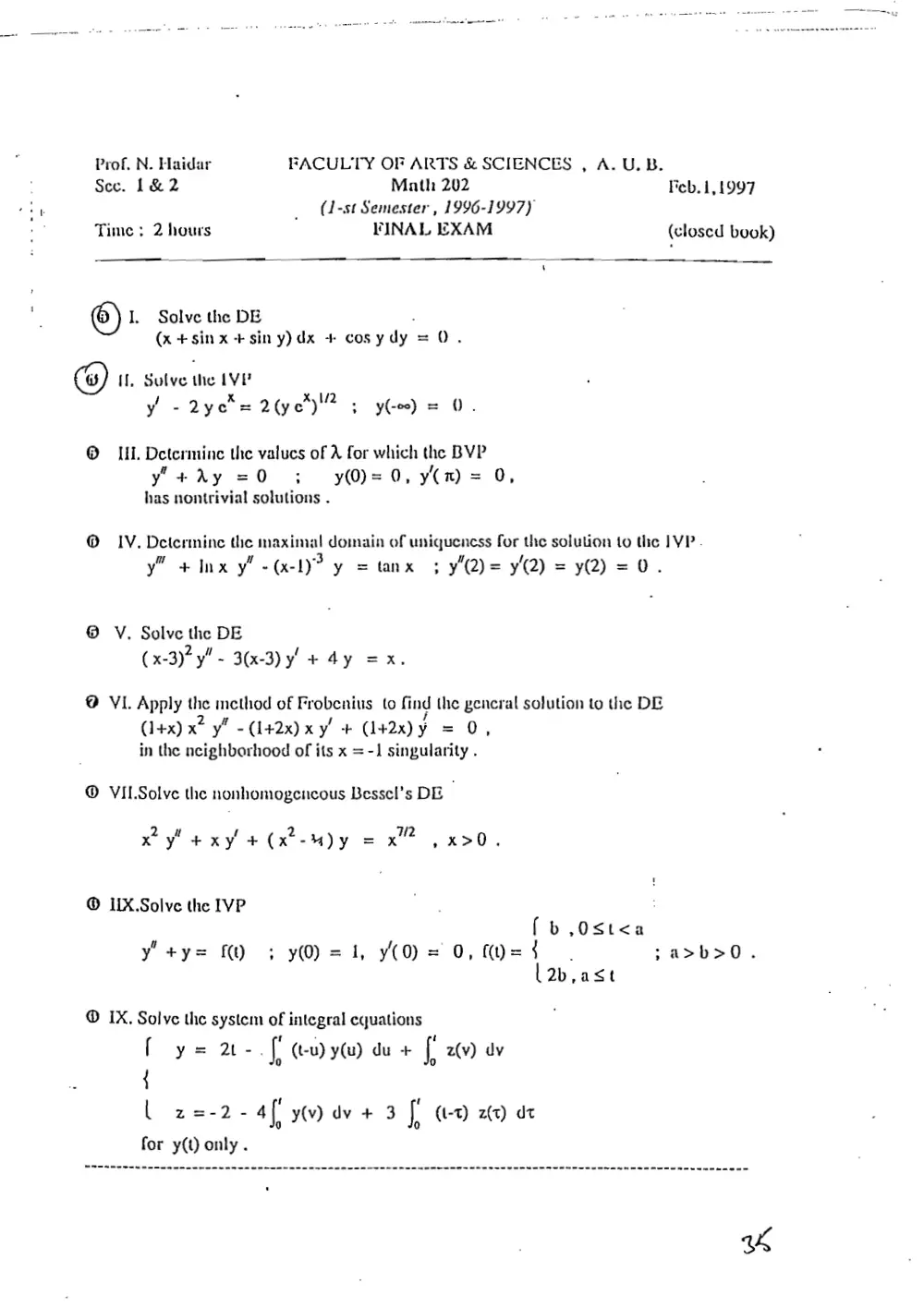 MATH 202 Final, Fall 1996, page 1