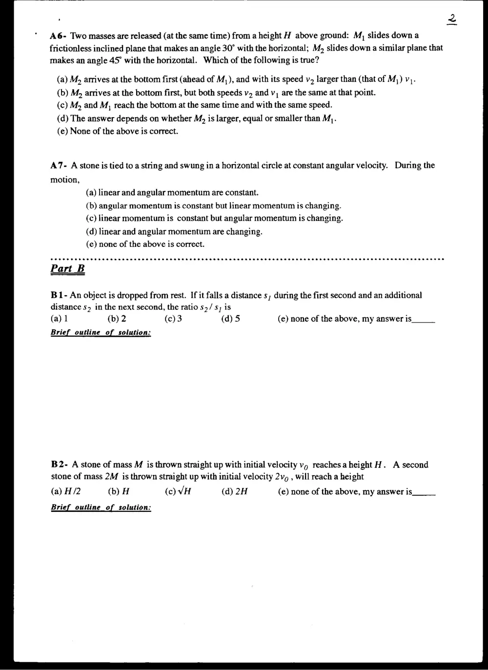 PHYS 103 Final, Spring 1998, page 2
