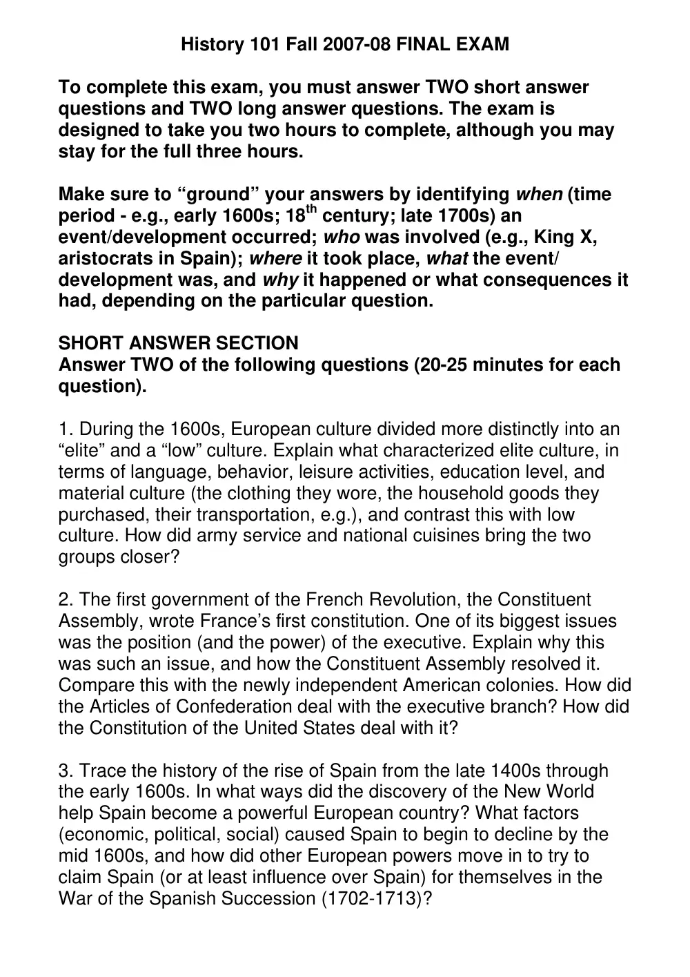 HIST 101 Final, Fall 2007, page 1