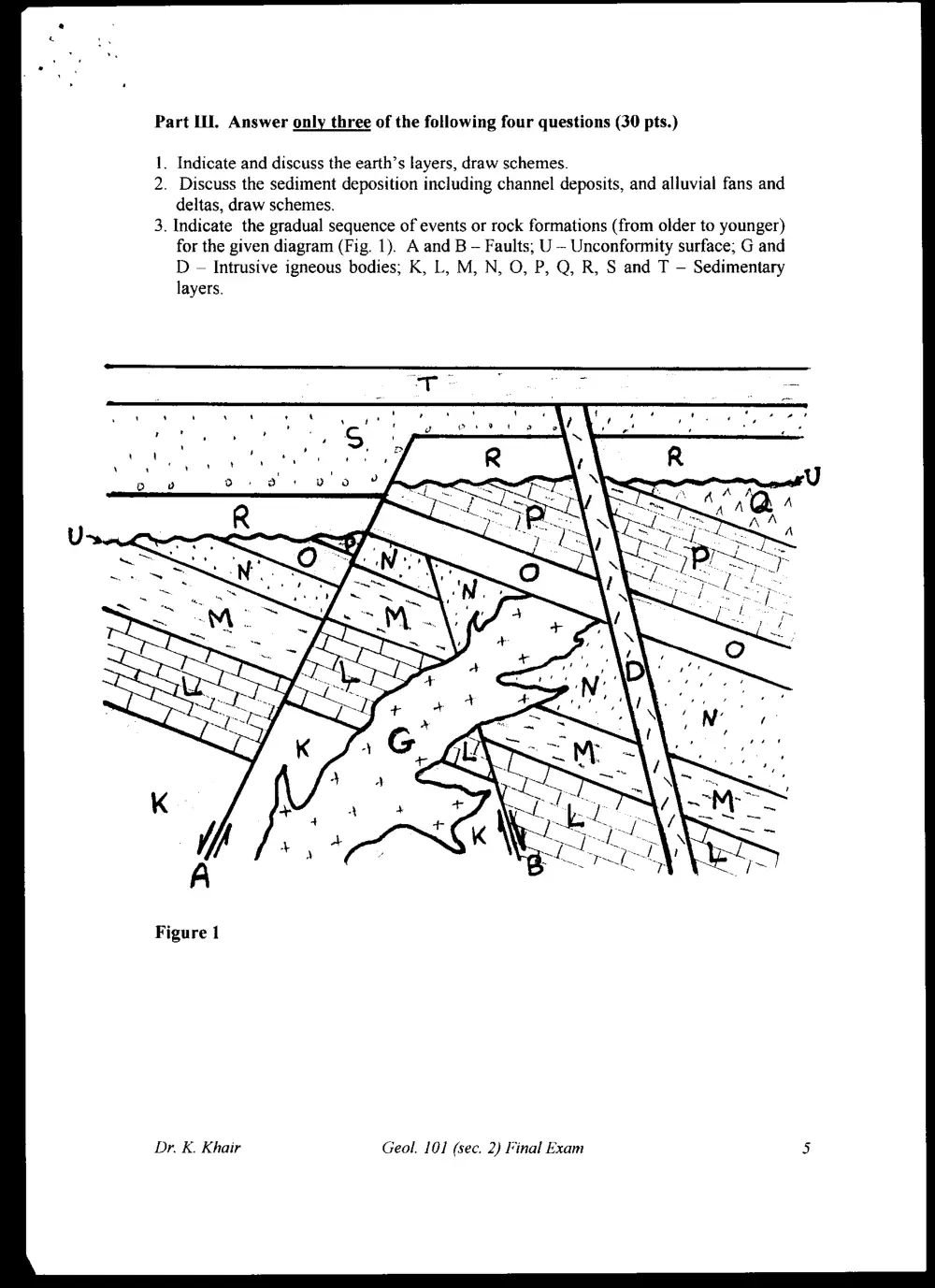 GEOL 101 Final, Fall 1997, page 5