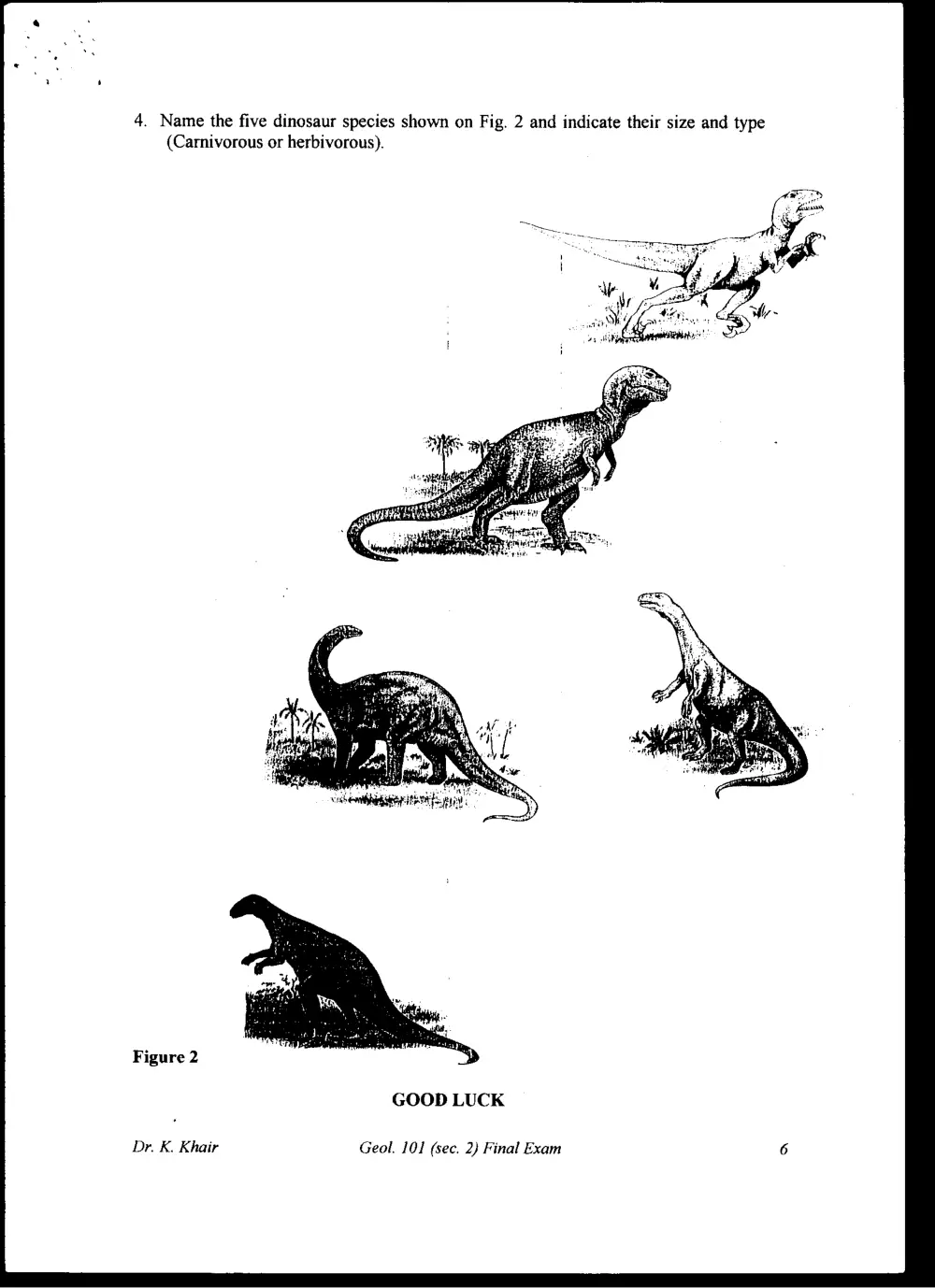GEOL 101 Final, Fall 1997, page 6