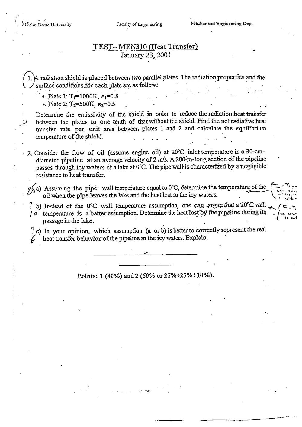 MEN 310 Exam 3, Fall 2000, page 1