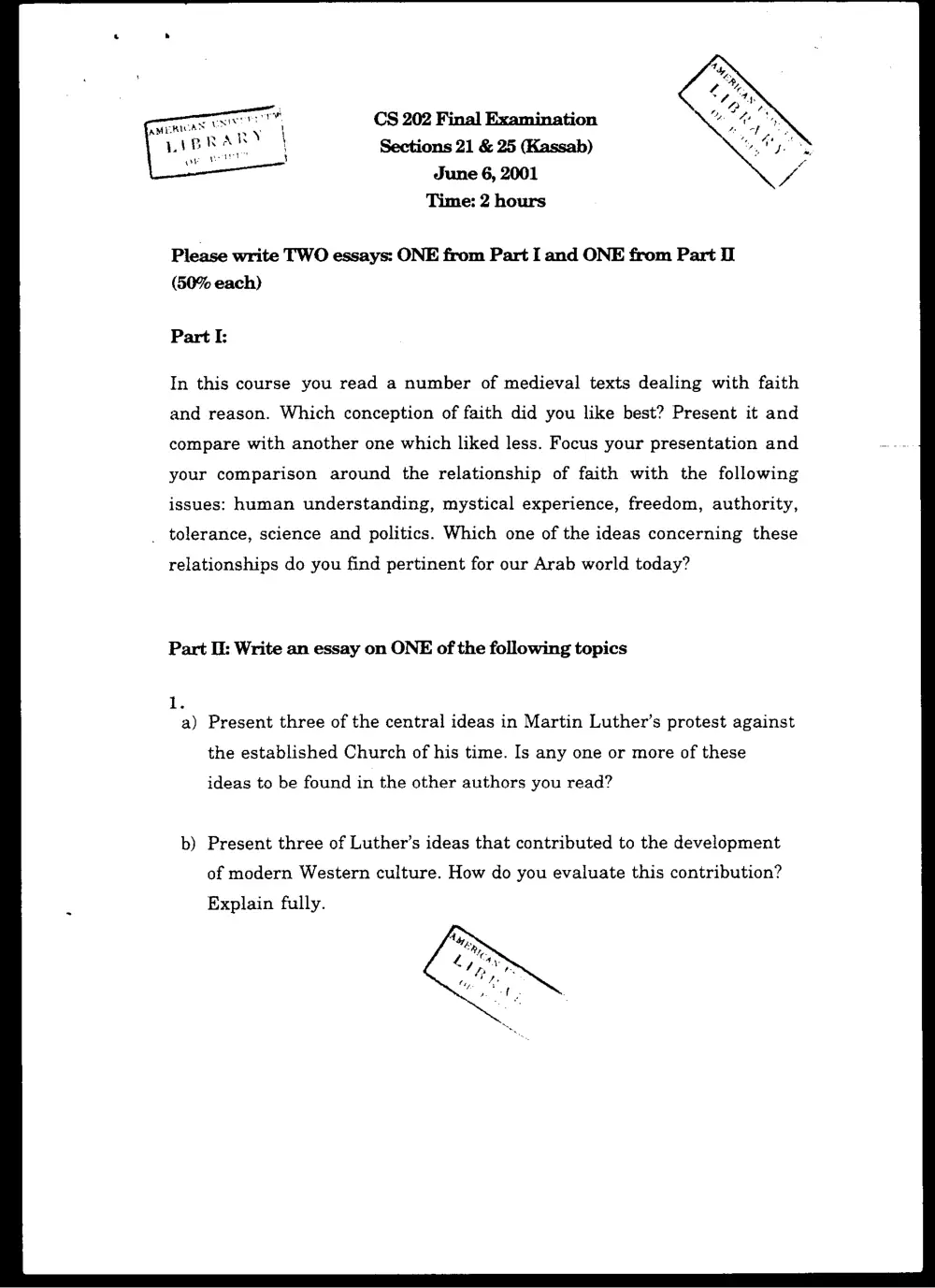 CVSP 202 Final, Spring 2001, page 1