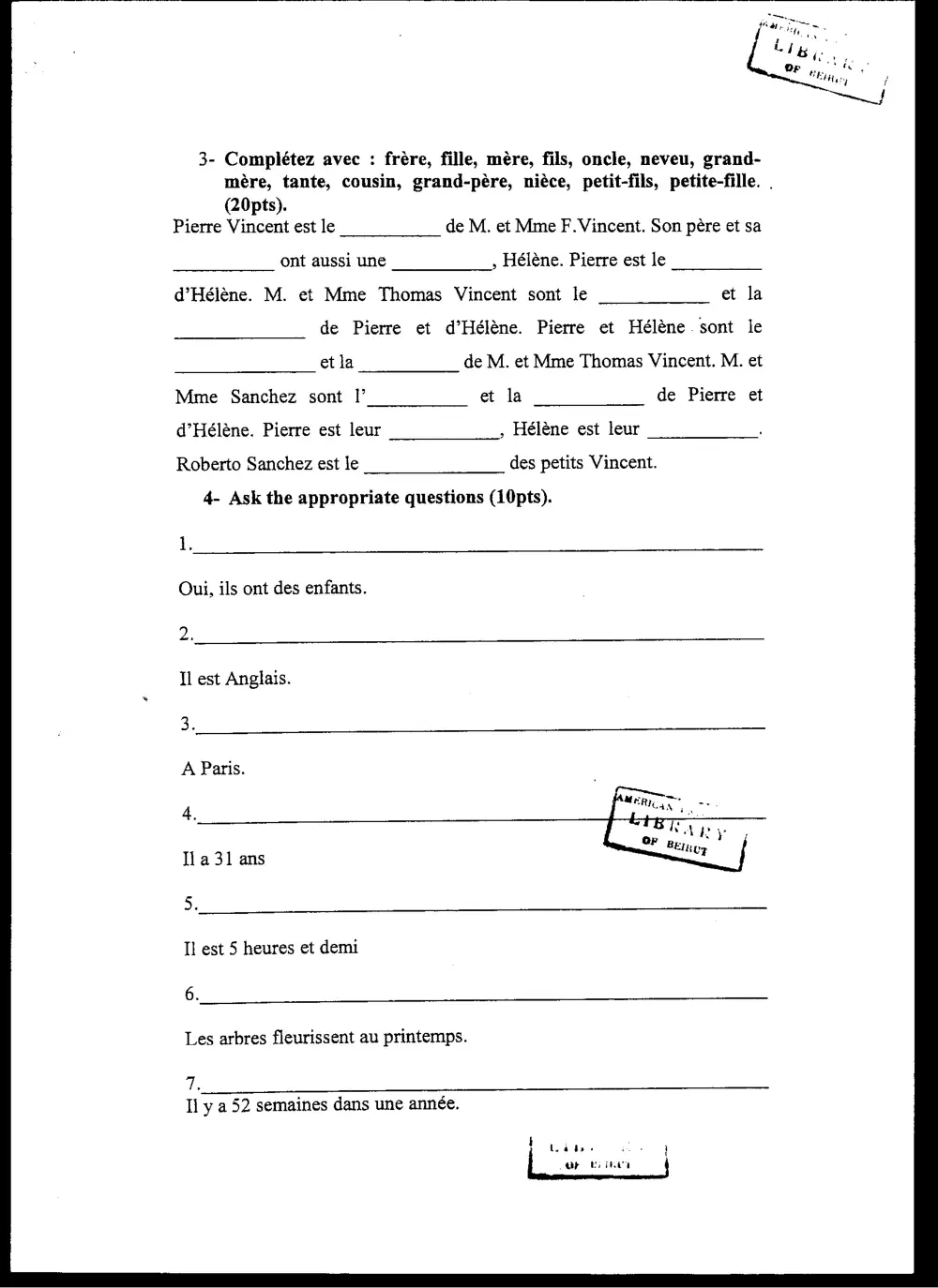 FREN 201 Final, Spring 2005, page 2