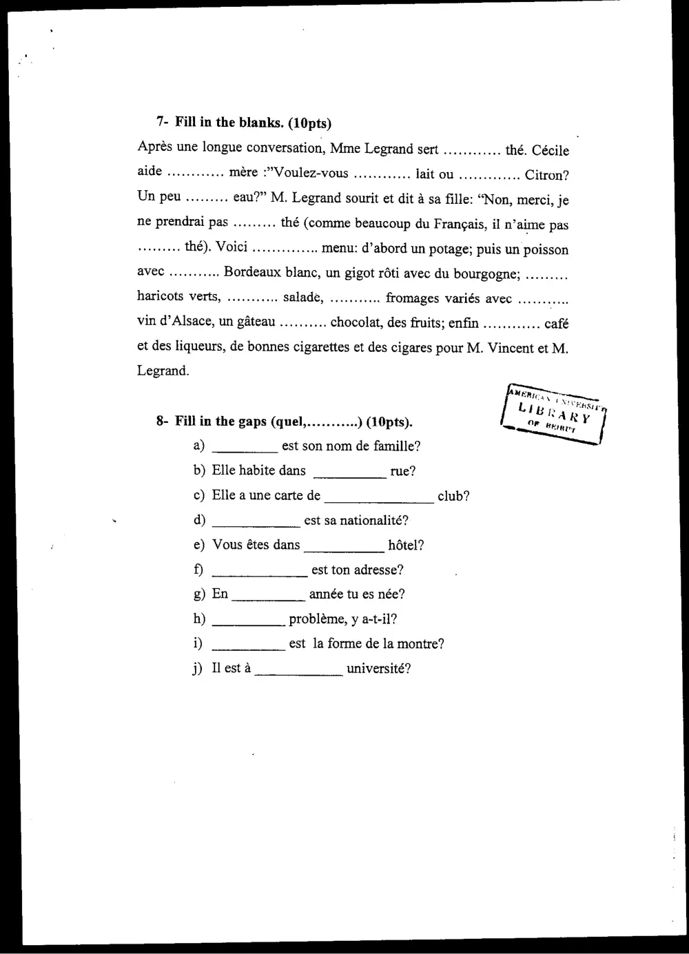 FREN 201 Final, Spring 2005, page 4