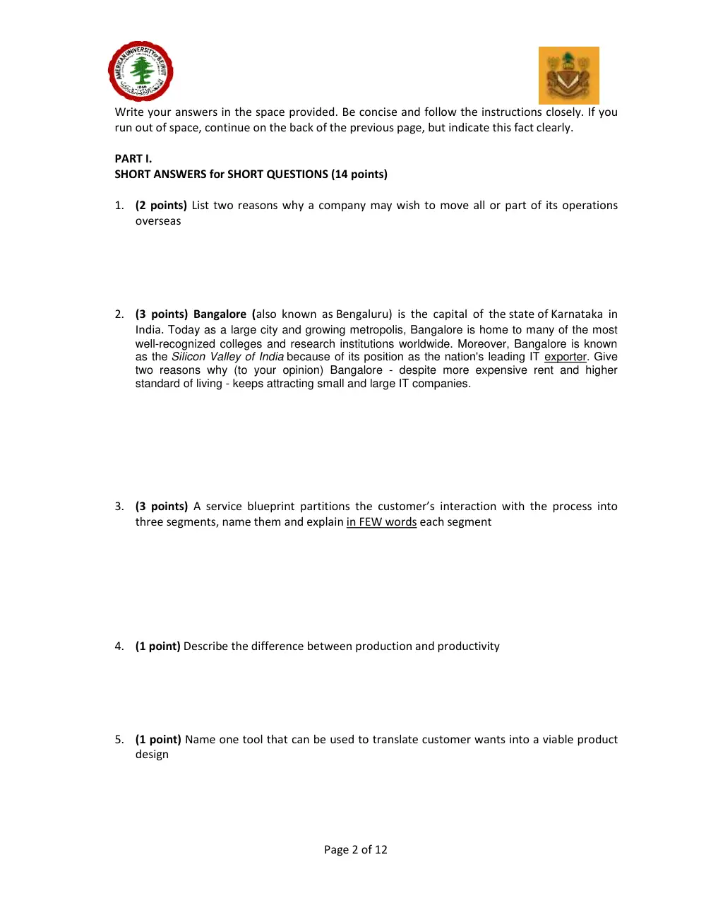 DCSN 200 Midterm Spring 2011, Spring 2011, page 2