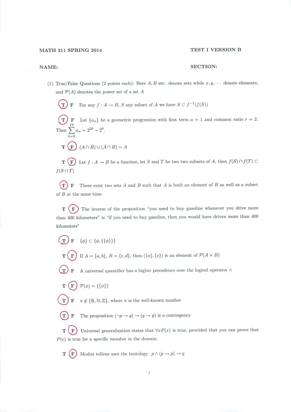 MATH 211 Exam 1 With Solution, Spring 2014, page 7