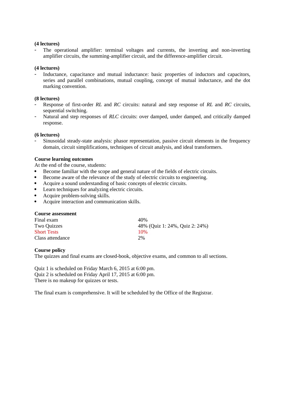EECE 210 Syllabus, Spring 2015, page 2