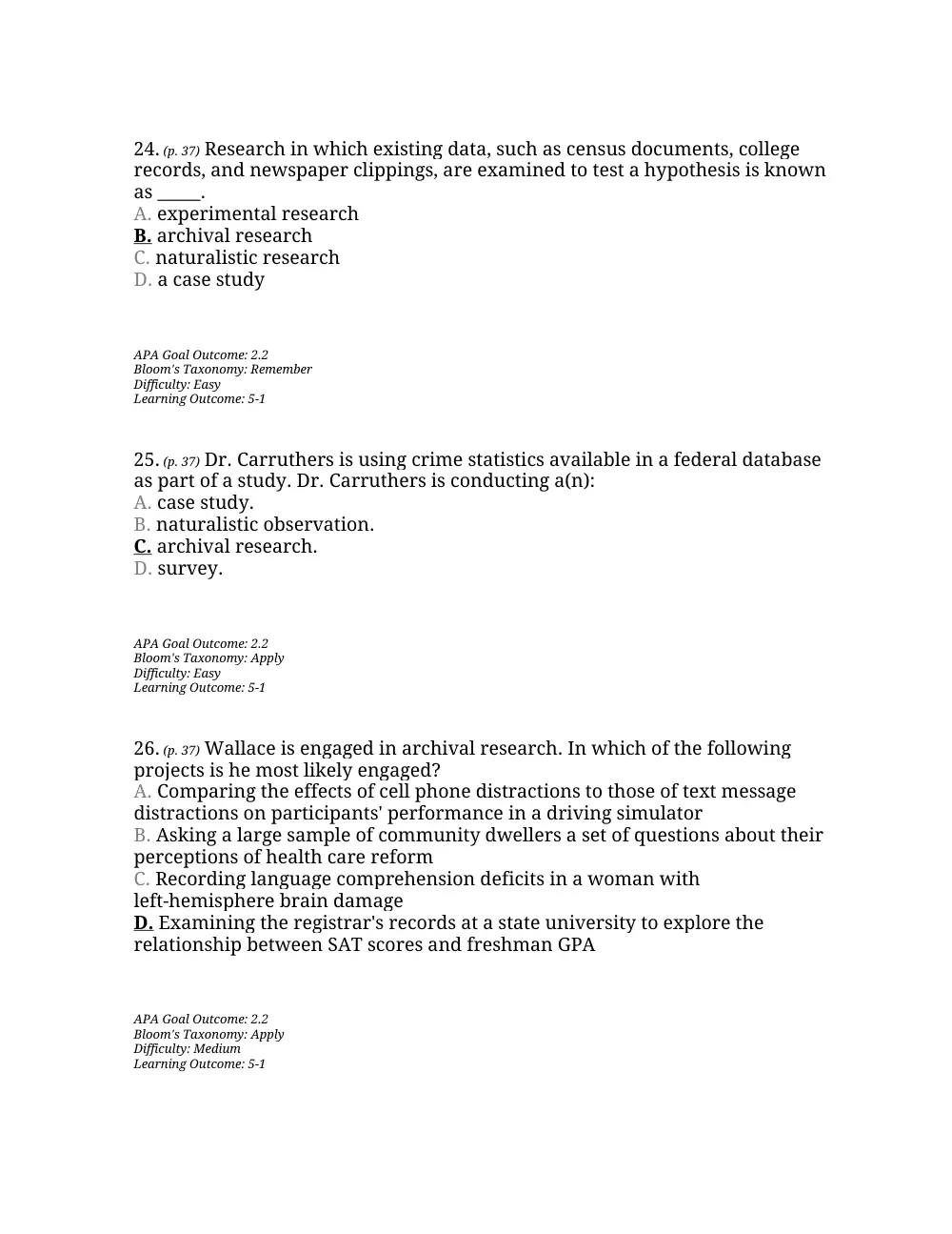PSYC 201 Questions Chapter 2, Fall 2015, page 9