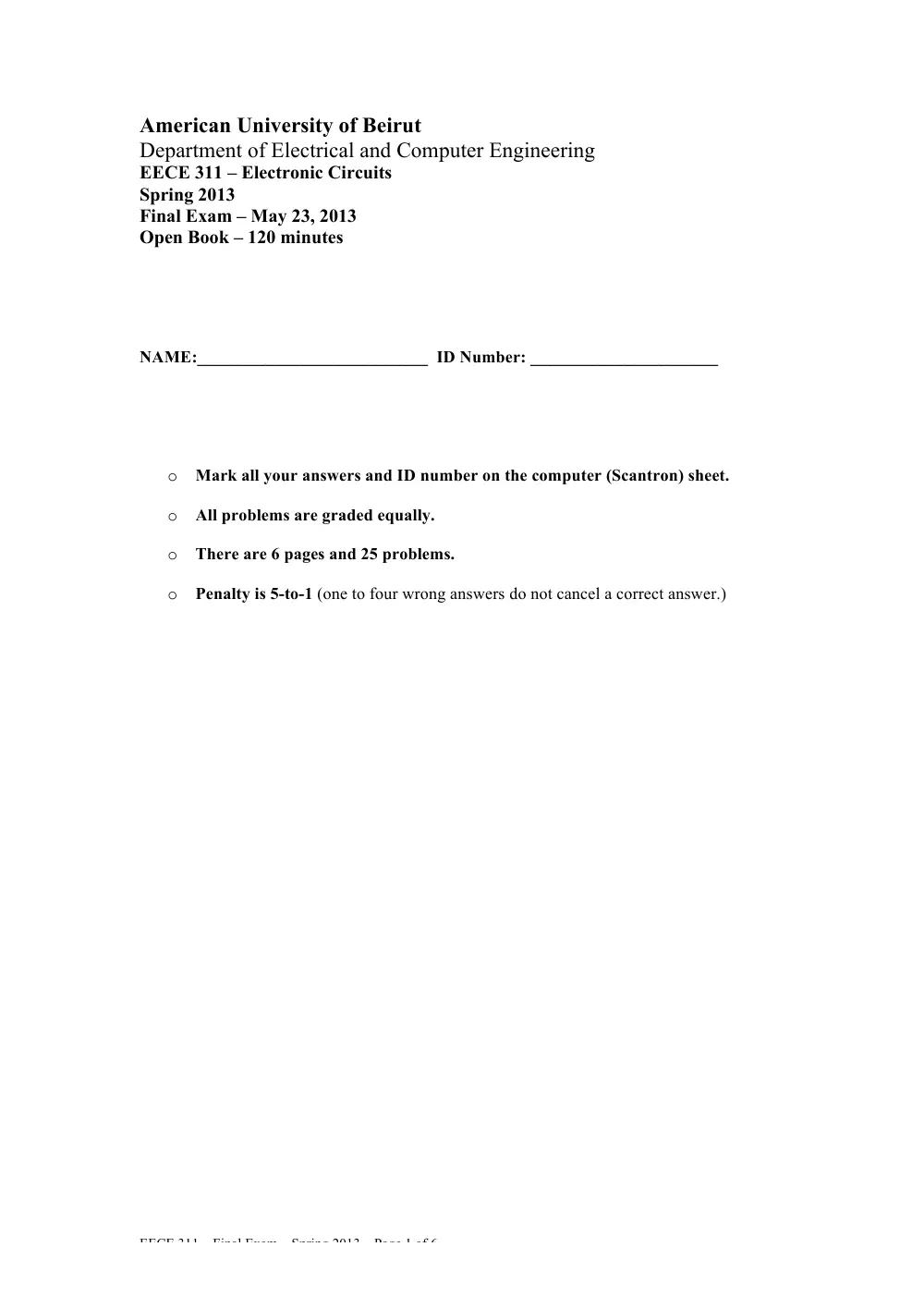 EECE 311 Final Solutions, Spring 2013, page 1