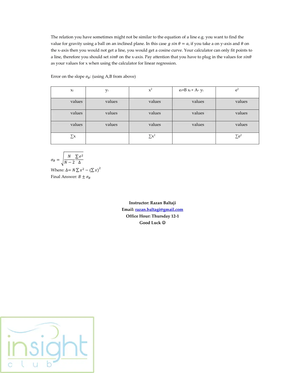 PHYS 210L Notes Data Analysis Formula Paper, Spring 2017, page 4