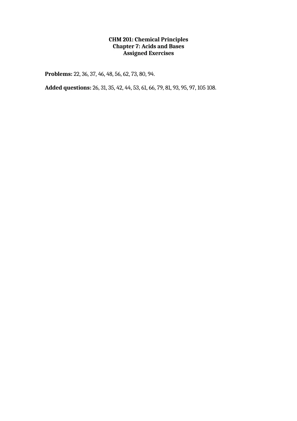 CHM 201 Problems For Chapter 7, Fall 2013, page 1