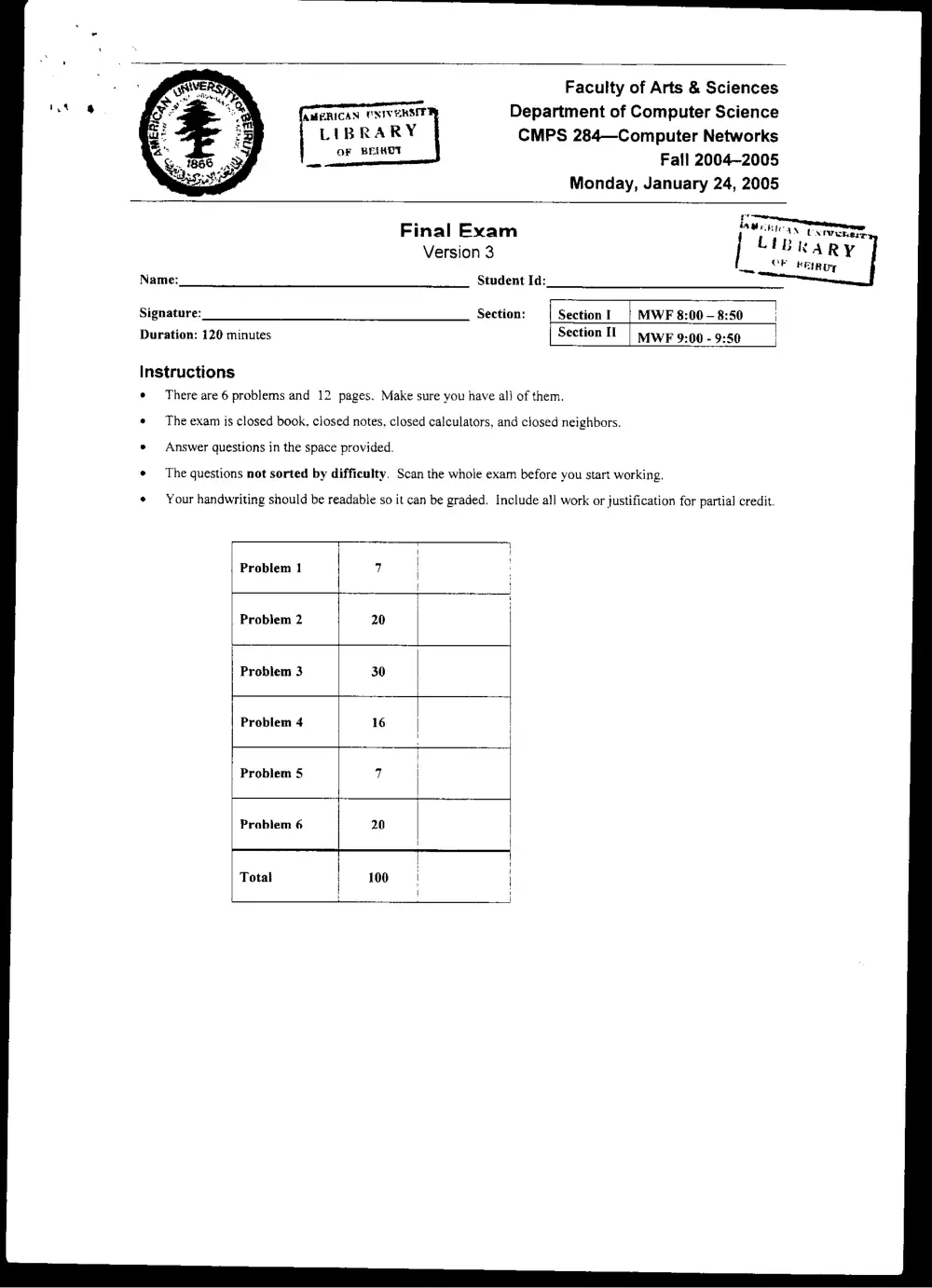CMPS 284 Final, Fall 2004, page 1