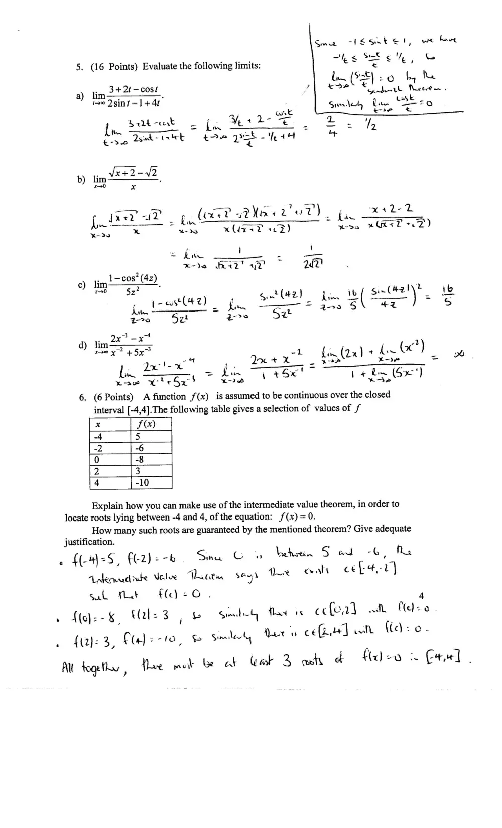 MATH 101 Exam 1 with Solution, Fall 2011, page 4