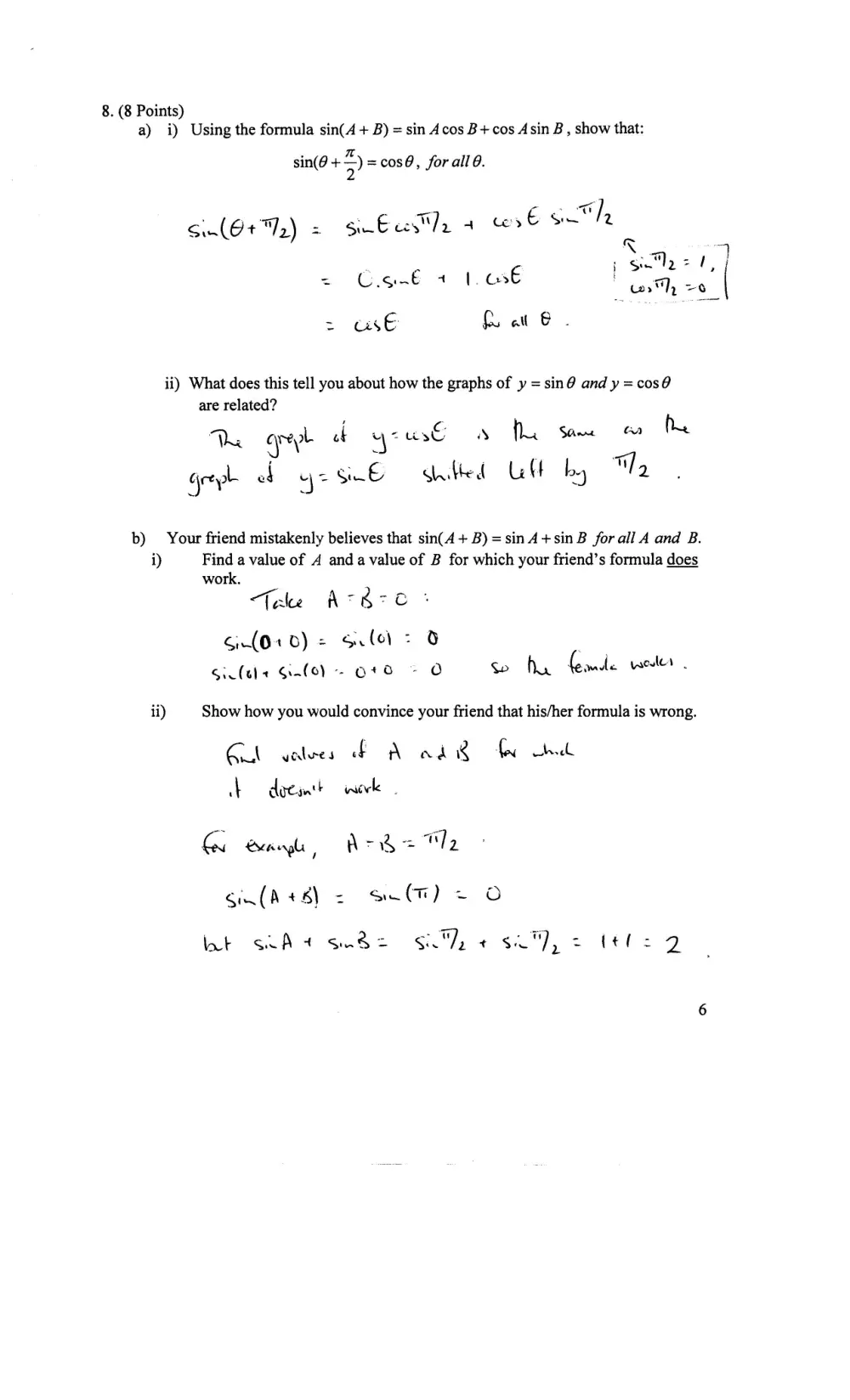 MATH 101 Exam 1 with Solution, Fall 2011, page 6