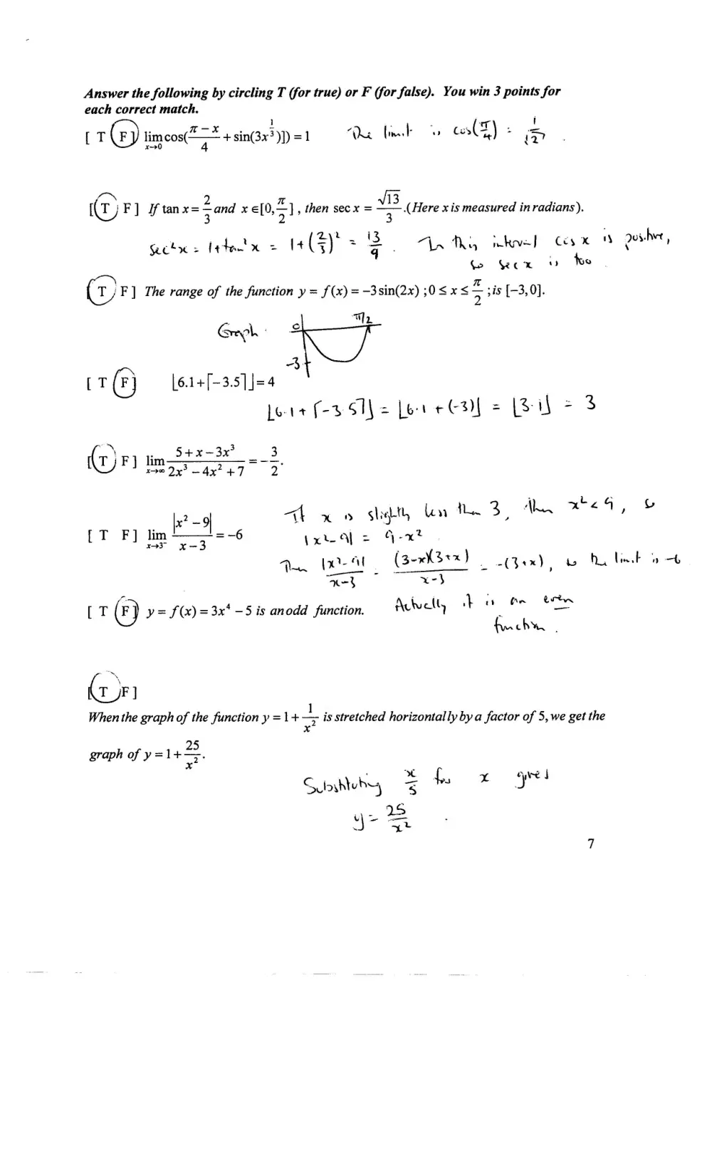 MATH 101 Exam 1 with Solution, Fall 2011, page 7