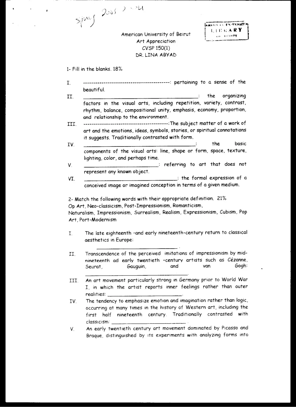 CVSP 150 Final, Spring 2004, page 1