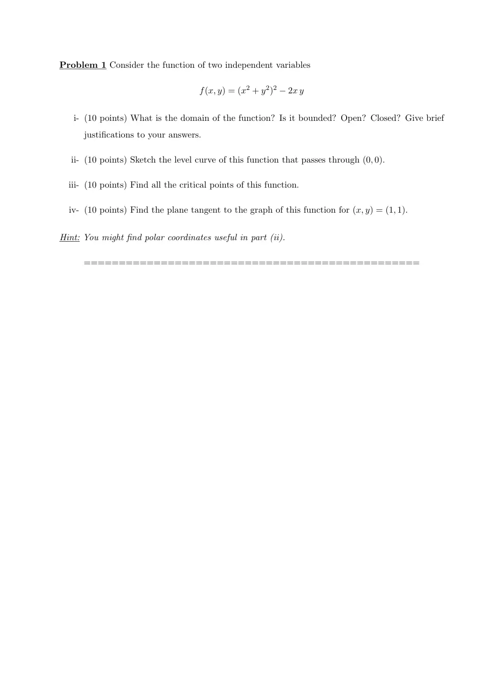 MATH 201 Exam 2, Fall 2010, page 2