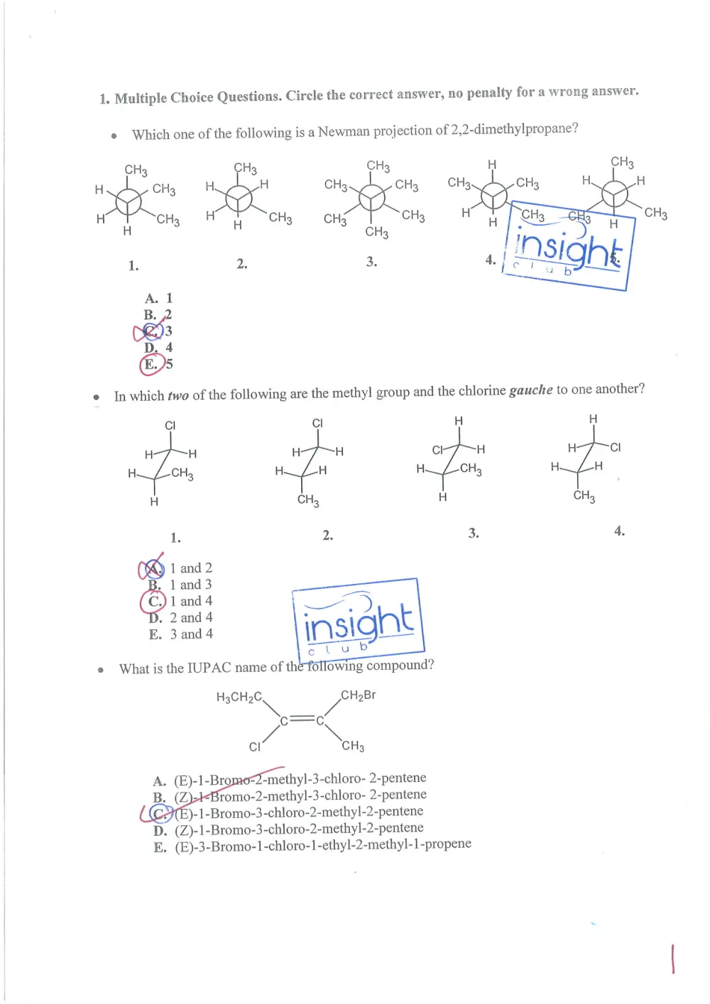 CHEM 208 Problems Important Exercises, Spring 2016, page 1