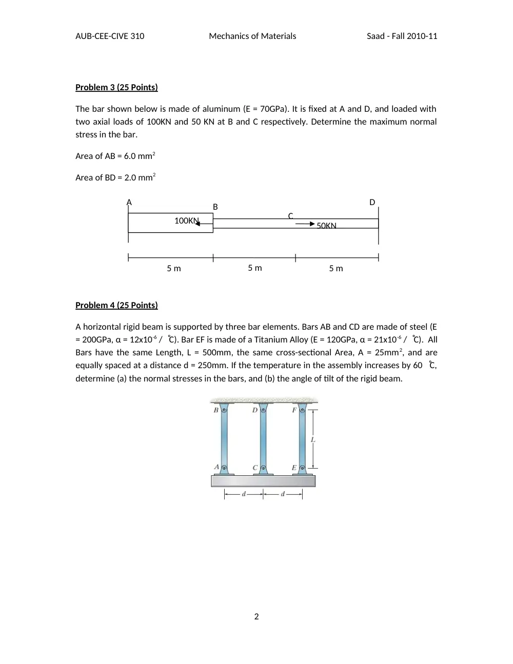 CIVE 310 Exam 1, Fall 2010, page 2