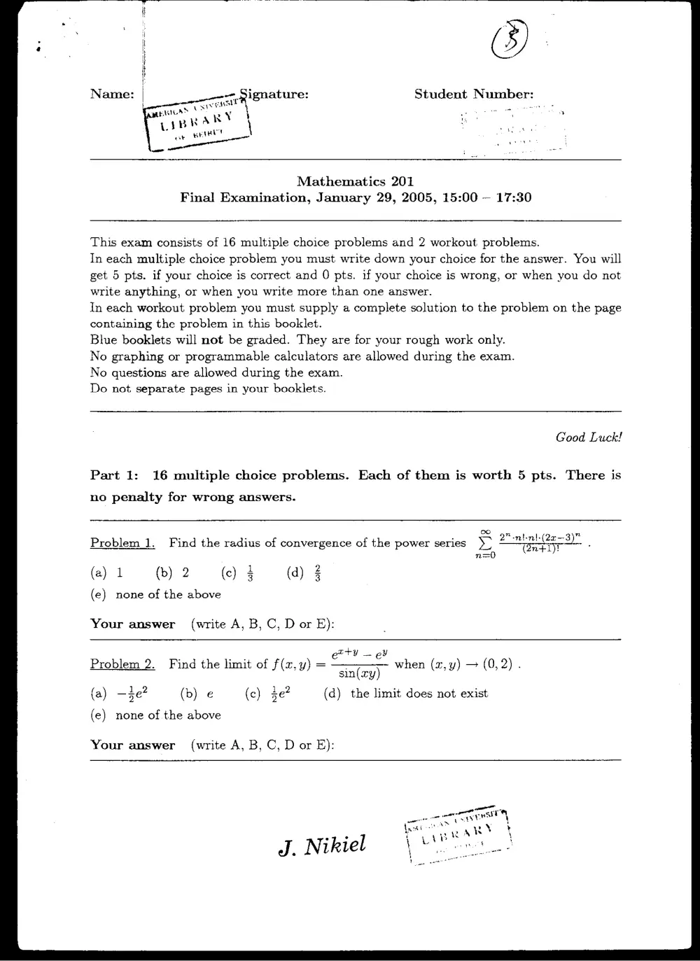 MATH 201 Final, Fall 2004, page 1