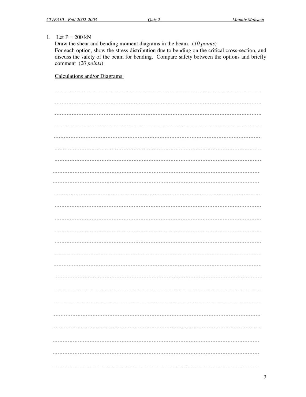 CIVE 310 Exam 2, Fall 2002, page 3