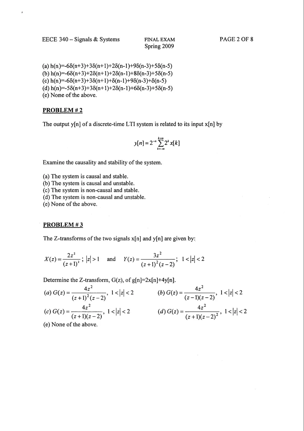 EECE 340 Final, Spring 2010, page 2