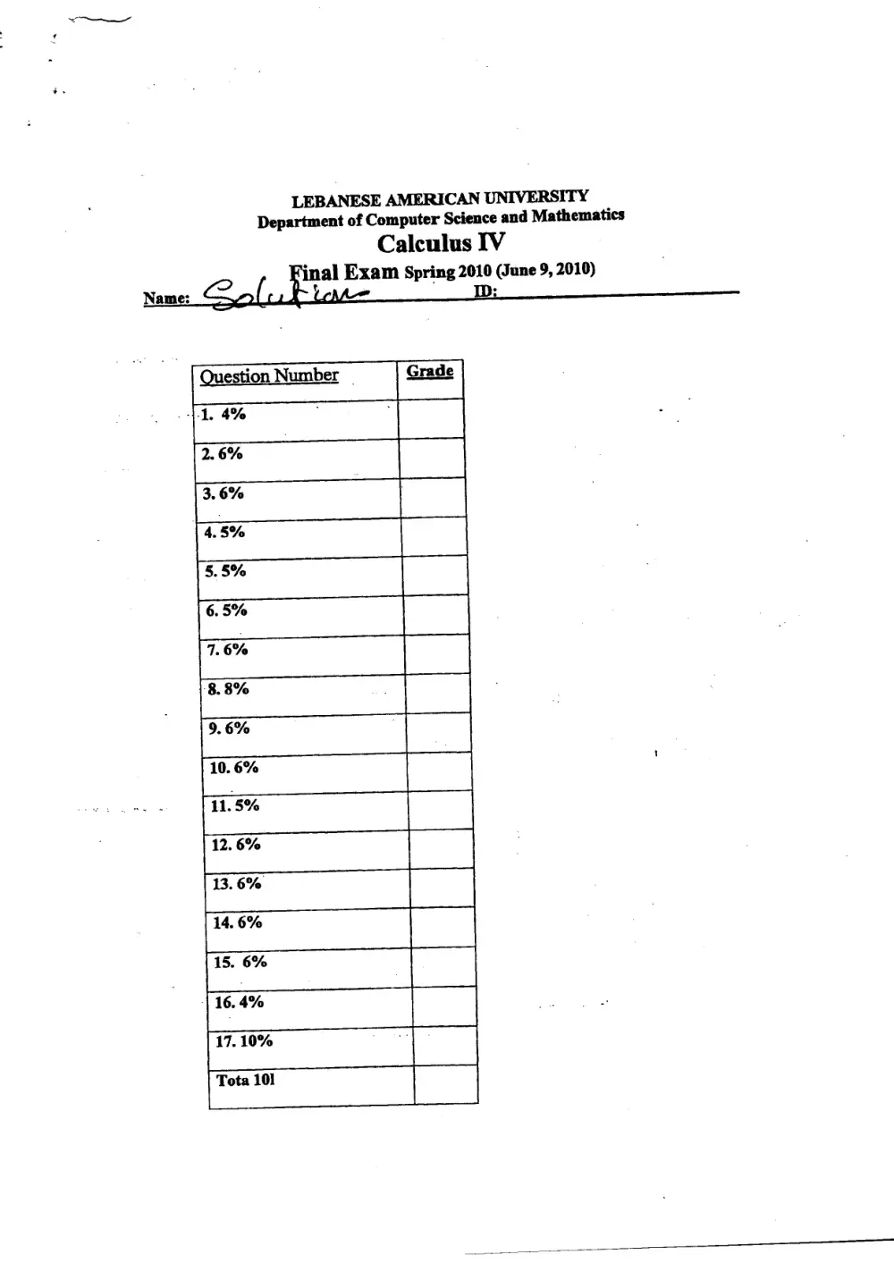 MTH 206 Final W Solution, Spring 2010, page 1