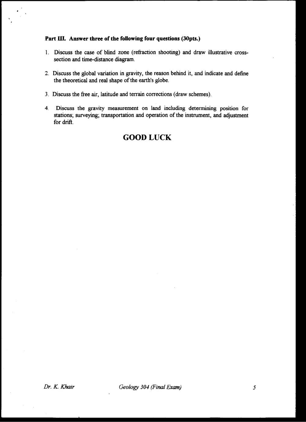 GEOL 304 Final, Spring 1997, page 5