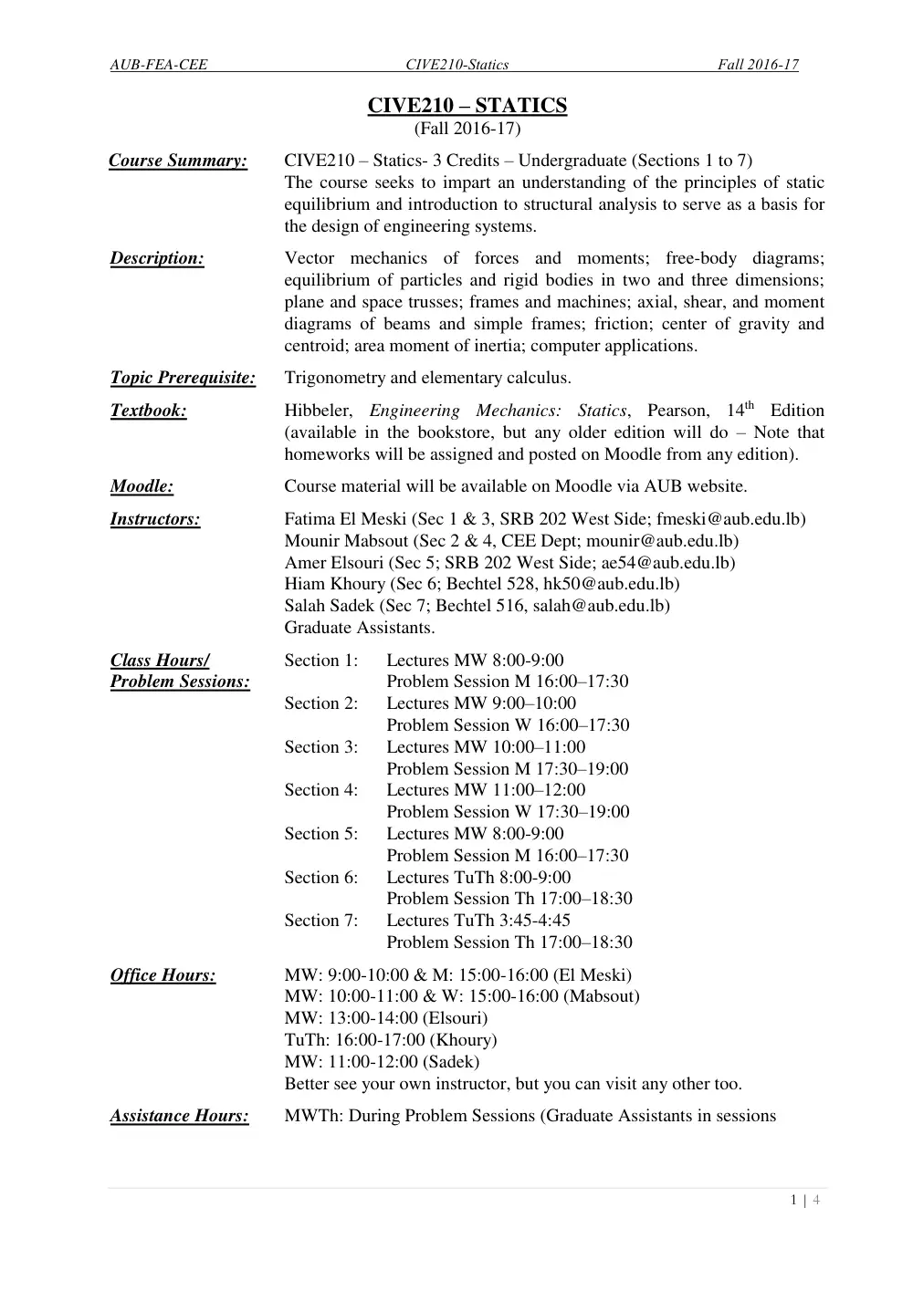 CIVE 210 Syllabus, Fall 2016, page 1