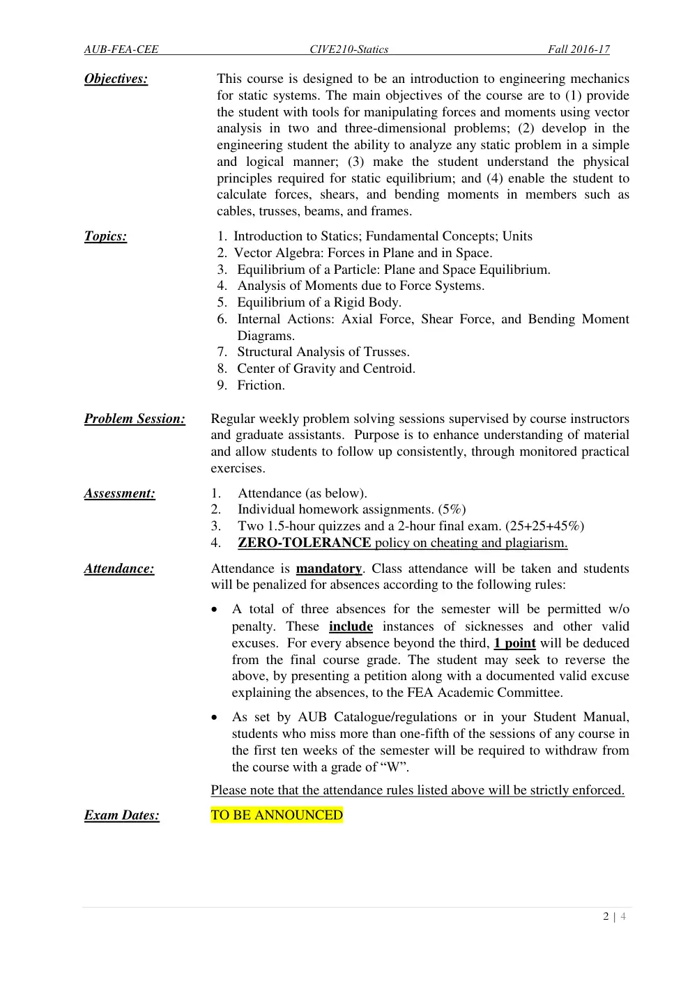 CIVE 210 Syllabus, Fall 2016, page 2