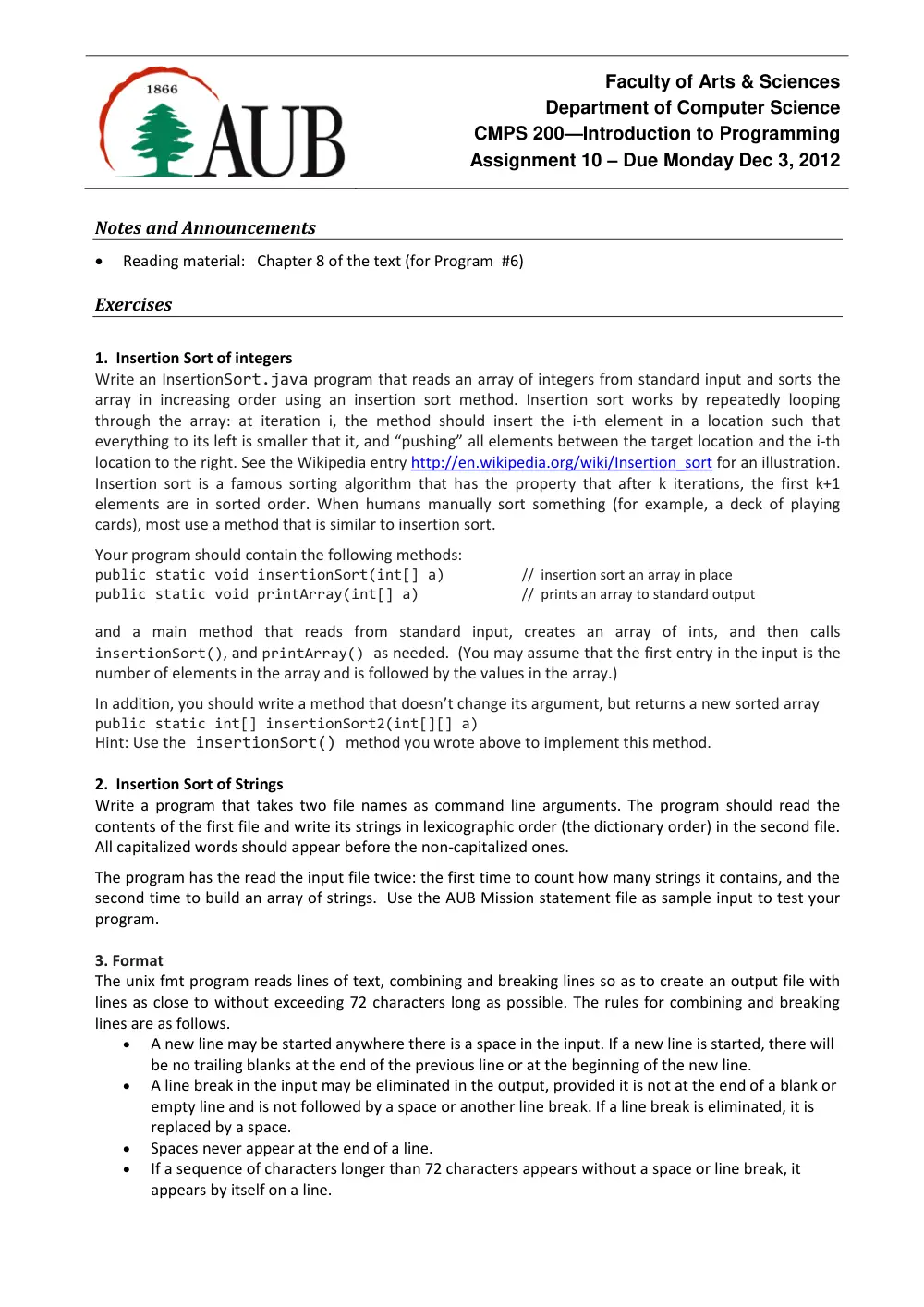 CMPS 200 Homework Assignment 10, Fall 2012, page 1