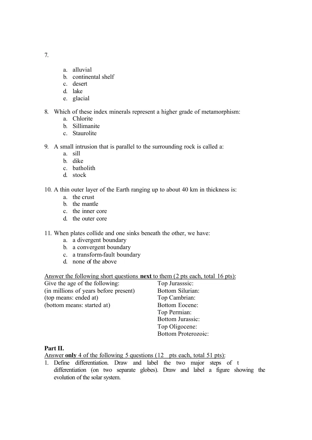 GEOL 201 Final, Fall 2005, page 2