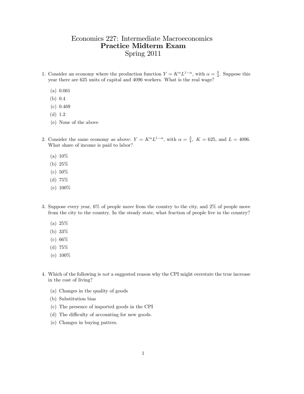 ECON 227 Midterm, Spring 2011, page 1