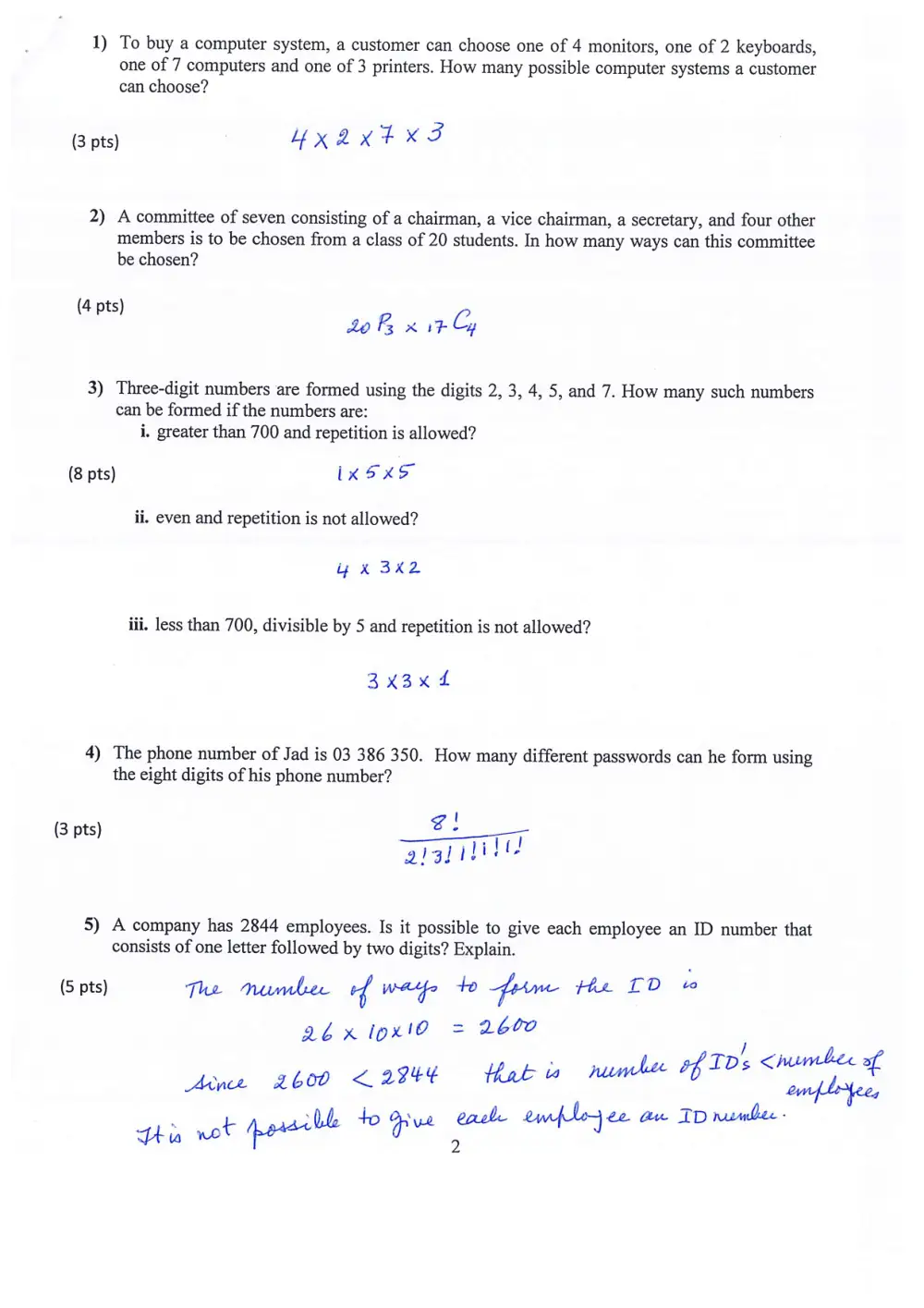MATH 204 Exam 2, Fall 2016, page 2